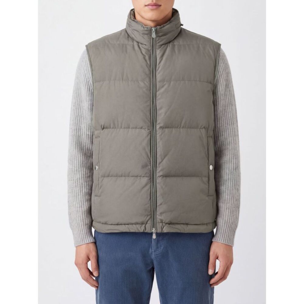 Brunello Cucinelli Men Brunello Cucinelli Padded Nylon Vest With Packable Hood